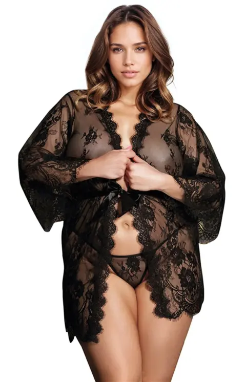YesX YX827Q Robe Set Black  Up to 6XL
